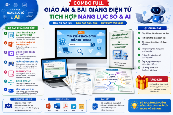 Combo full giáo án và bài giảng điện tử tích hợp NLS và AI tin 6 bài 7 tìm kiếm thông tin trên internet